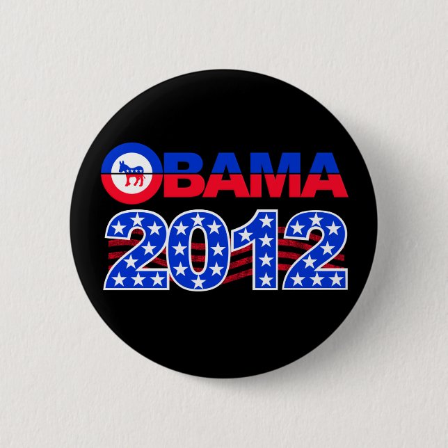 Bóton Redondo 5.08cm Botão OBAMA 2012 (Frente)