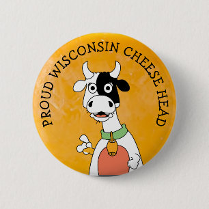 Bóton Redondo 5.08cm Botão orgulhoso da cabeça do queijo de Wisconsin
