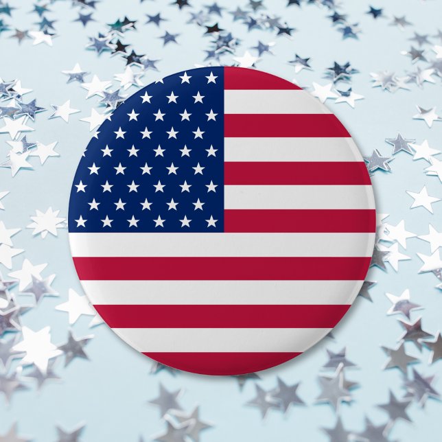 Bóton Redondo 5.08cm Botão Patriótico das Estrelas de Bandeira American (USA American Flag Stars Stripes Patriotic Button)