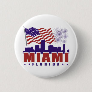 Bóton Redondo 5.08cm Botão patriótico de Miami Florida