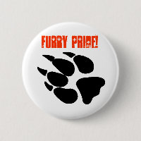 Botão peludo de Pawprint do orgulho