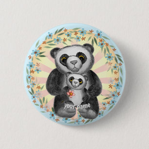 Bóton Redondo 5.08cm Botão personalizado do Panda Bear Love