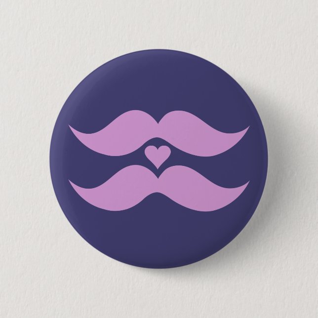 Bóton Redondo 5.08cm Botão personalizado Pink Mustaches (Frente)