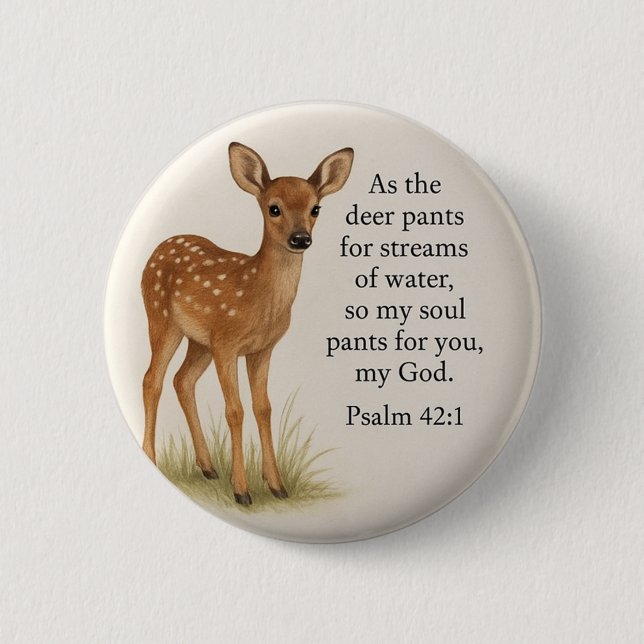 Bóton Redondo 5.08cm Botão Personalizado "Psalm 42:1 - Deer" (Frente)