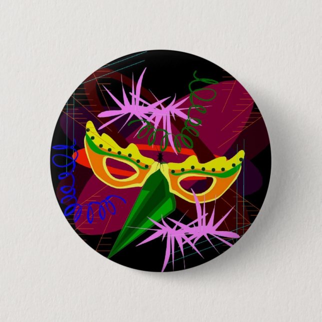 Bóton Redondo 5.08cm Botão, Pin, Broche-Mardi Gras (Frente)