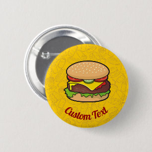 Bóton Redondo 5.08cm Botão Pinback Cheeseburger
