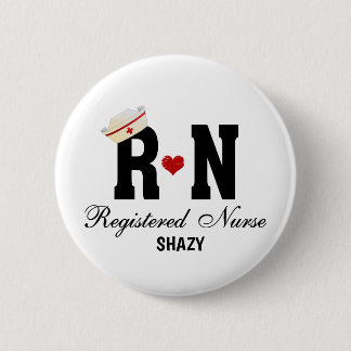 Bóton Redondo 5.08cm Botão Pinback de Enfermeira Registrada Personaliza