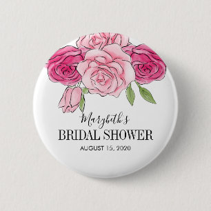 Bóton Redondo 5.08cm Botão Pinback do Chá de panela de Rosas Rosa de Aq