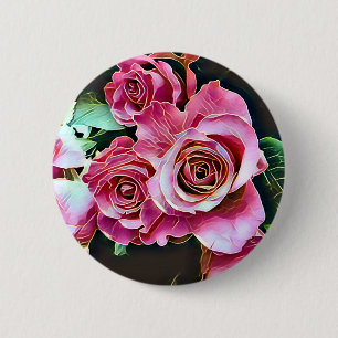 Bóton Redondo 5.08cm Botão PINK ROSES