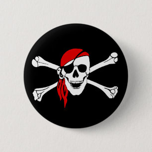 Bóton Redondo 5.08cm Botão Pirate Skull and Crossed Bones (Caveira Pir