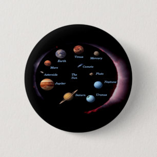 Bóton Redondo 5.08cm Botão Planetas do Sistema Solar