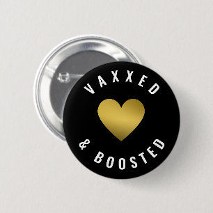 Bóton Redondo 5.08cm Botão Preto Do Coração Dourado Vaxxado E Refor