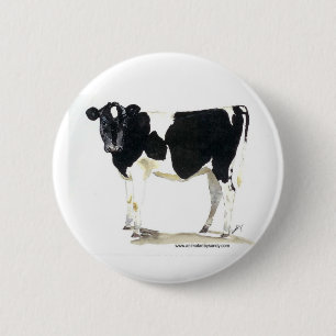 Bóton Redondo 5.08cm botão preto e branco da vaca