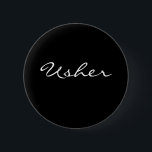 Bóton Redondo 5.08cm Botão preto e branco de Usher<br><div class="desc">Botão preto e branco de Usher</div>