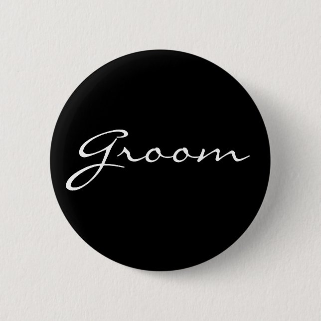 Bóton Redondo 5.08cm Botão preto e branco do noivo (Frente)