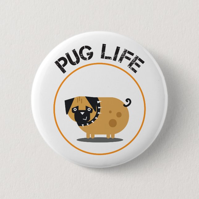 Bóton Redondo 5.08cm Botão Pug Dog Life Round (Frente)