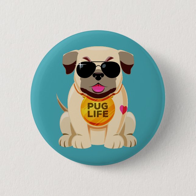 Bóton Redondo 5.08cm Botão Pug Life (Frente)