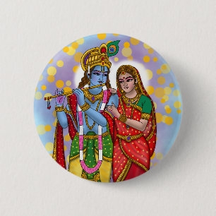 Bóton Redondo 5.08cm Botão Radha Krishna