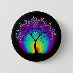 Bóton Redondo 5.08cm Botão Rainbow Tree of Life