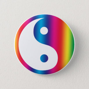 Bóton Redondo 5.08cm Botão Rainbow Yin Yang