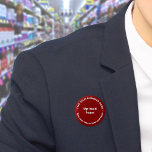 Bóton Redondo 5.08cm Botão redondo vermelho da Marca comercial<br><div class="desc">Botão de forma redonda que você pode personalizar para colocar seu nome de negócios e logotipo. Você pode usar este botão como acessório uniforme do seu funcionarios. Você também pode usá-lo como acessório de empacotamento. Você também pode incluí-lo em seus materiais de marketing para anunciar sua empresa ou promover seu...</div>