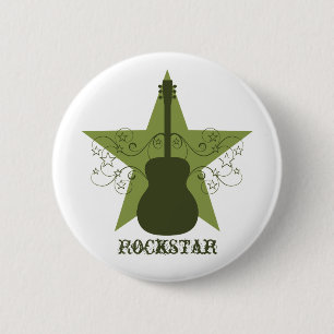 Bóton Redondo 5.08cm Botão rico Guitar Star Swirls, Verde