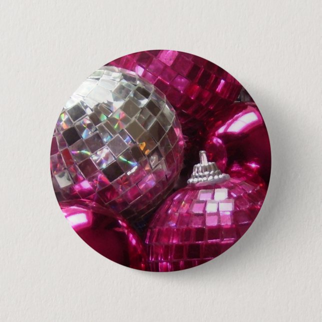 Bóton Redondo 5.08cm Botão Rosa Baubles (Frente)