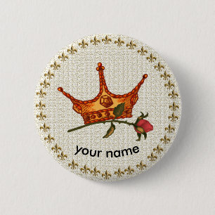 Bóton Redondo 5.08cm Botão rosa Crown pin