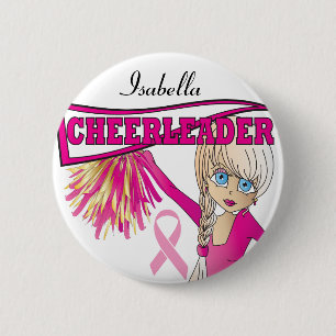 Bóton Redondo 5.08cm Botão Rosa do Apoio ao cancer de mama do Cheerlea