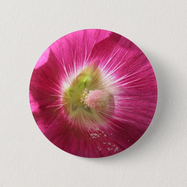 Bóton Redondo 5.08cm Botão Rosa Profundo Hollyhock (Frente)