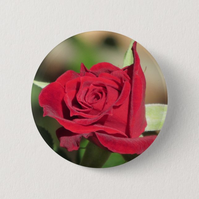 Bóton Redondo 5.08cm Botão Rosa vermelha (Frente)