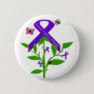 Bóton Redondo 5.08cm Botão roxo da consciência da violência domésti