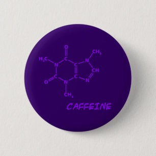 Bóton Redondo 5.08cm Botão roxo da molécula da cafeína
