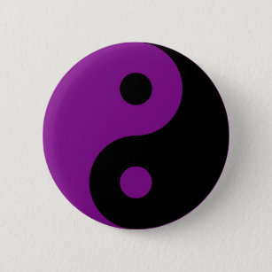 Bóton Redondo 5.08cm Botão roxo do símbolo de Yin Yang