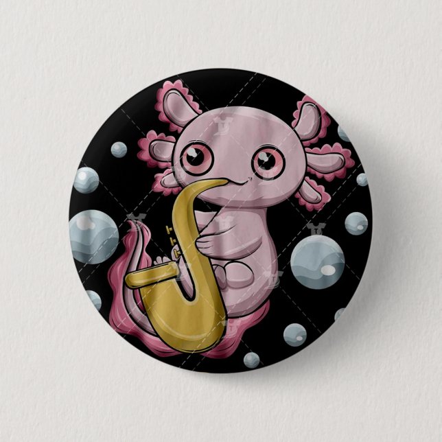 Bóton Redondo 5.08cm Botão Saxolotl (Frente)