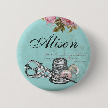 Botão Sewing do crachá conhecido do tema