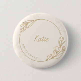 Bóton Redondo 5.08cm Botão Simples de Bridesmaid Floral Personalizado