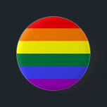 Bóton Redondo 5.08cm Botão Sinalizador do Orgulho Arco-Íris<br><div class="desc">A versão de seis cores da bandeira Orgulho gay é popular desde 1979. O número de listras foi reduzido a um número par para impedir que a cor do meio se esconda quando pendurada verticalmente em postes. A listra indigo foi transformada em uma faixa azul real.</div>