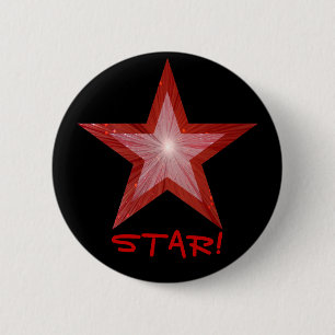 Bóton Redondo 5.08cm Botão 'STAR' da Estrela Vermelha preto no crachá