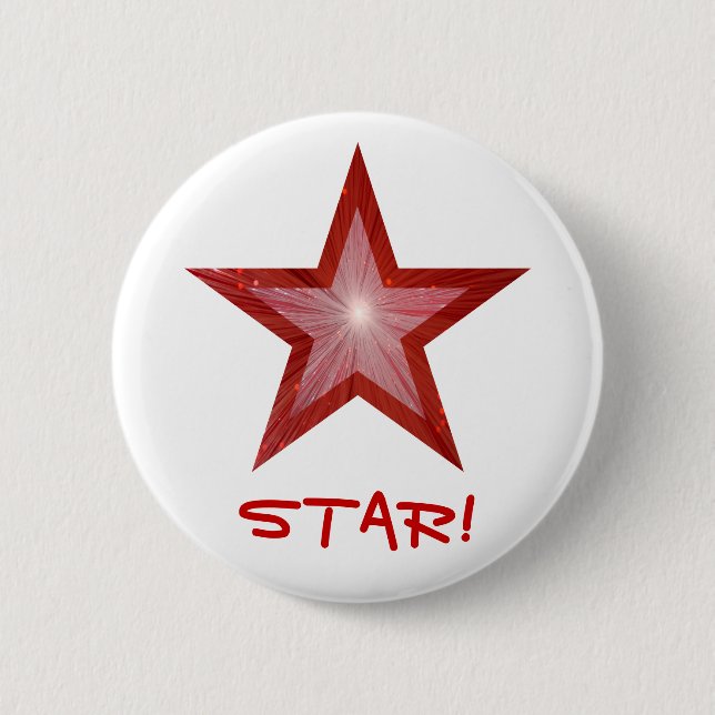Bóton Redondo 5.08cm Botão Star 'STAR' branco (Frente)