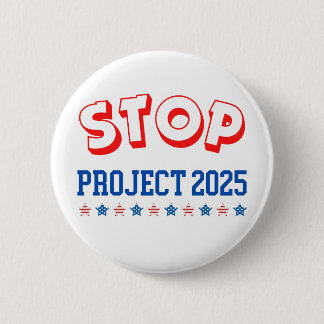 Bóton Redondo 5.08cm Botão Stop Project 2025 Vote Blue Anti-Trump EUA