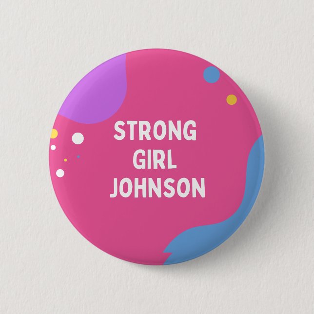 Bóton Redondo 5.08cm Botão Strong Girl Johnson (Frente)