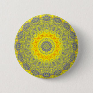 Bóton Redondo 5.08cm Botão Sun Burst Yellow Abstrato Mandala