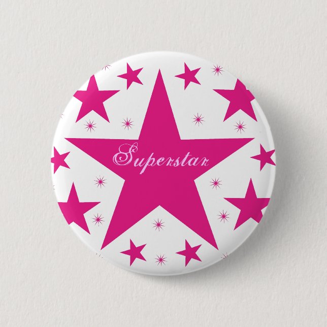 Bóton Redondo 5.08cm Botão Superstar, Rosa (Frente)