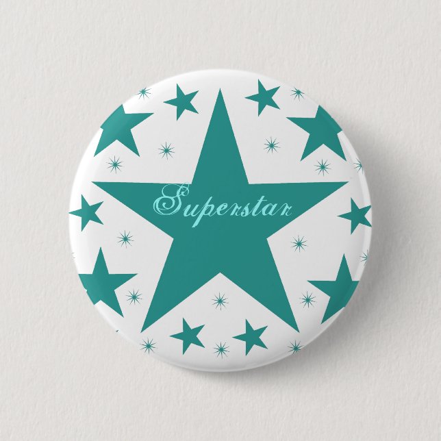 Bóton Redondo 5.08cm Botão Superstar, Teal (Frente)