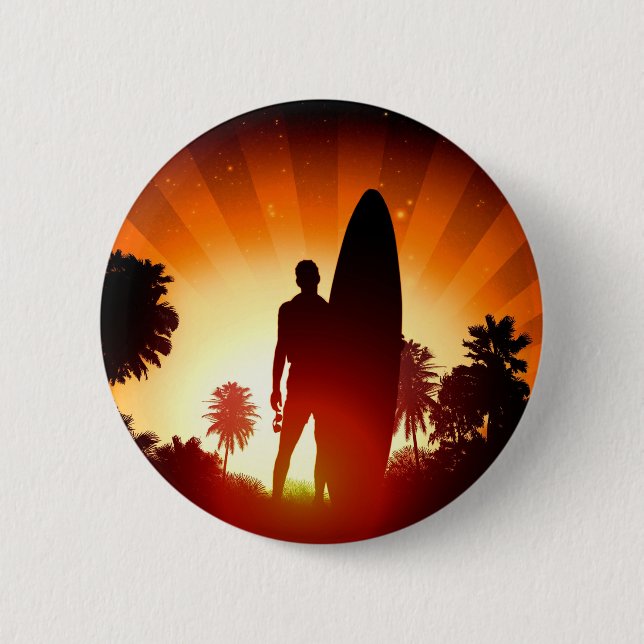 Bóton Redondo 5.08cm botão Surfer Sunset (Frente)