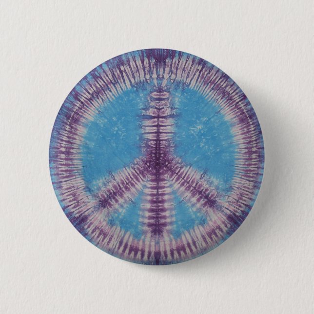 Bóton Redondo 5.08cm Botão Tie Dye - Sinal de Paz Roxo (Frente)