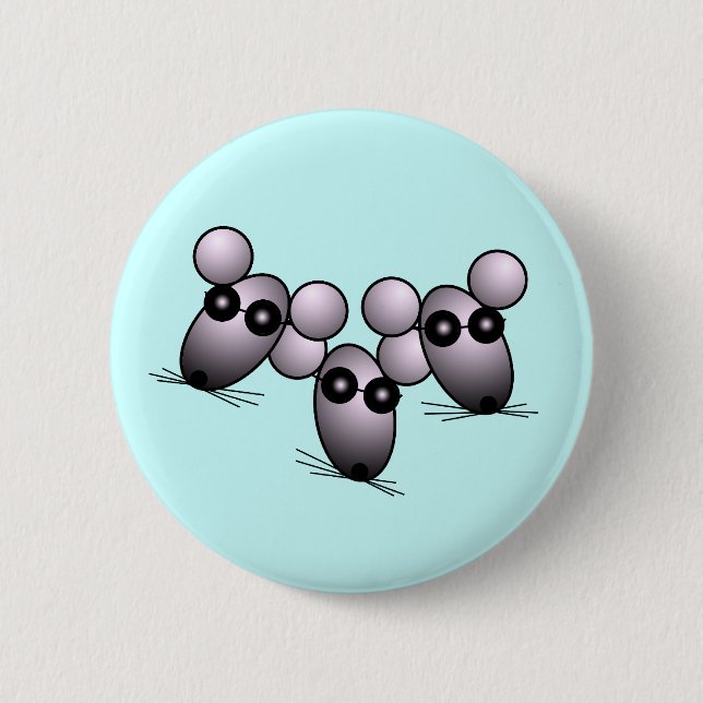 Bóton Redondo 5.08cm Botão Três Camundongos Cegos (Frente)