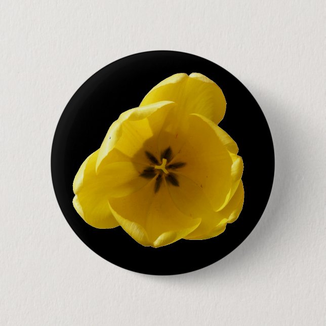 Bóton Redondo 5.08cm Botão Tulipa Amarela (Frente)