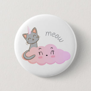 Bóton Redondo 5.08cm botão unicat cloud meow